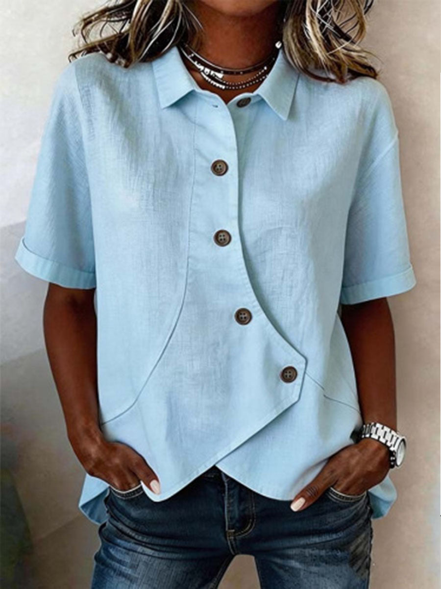 Ottilie | Asymmetrical Linen Button-Down Shirt