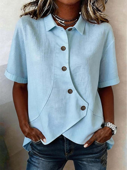 Ottilie | Asymmetrical Linen Button-Down Shirt