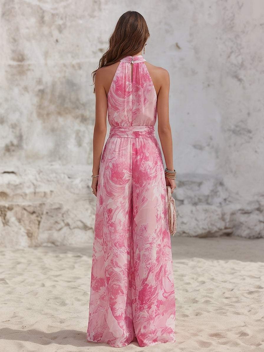 Lena | Halter Wide Leg Linen Two-Piece Set