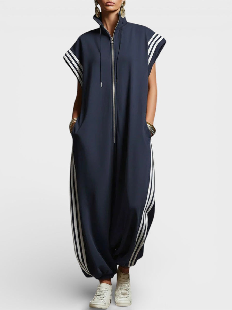 Valentina | V-Neck Zip Sleek Jumpsuit
