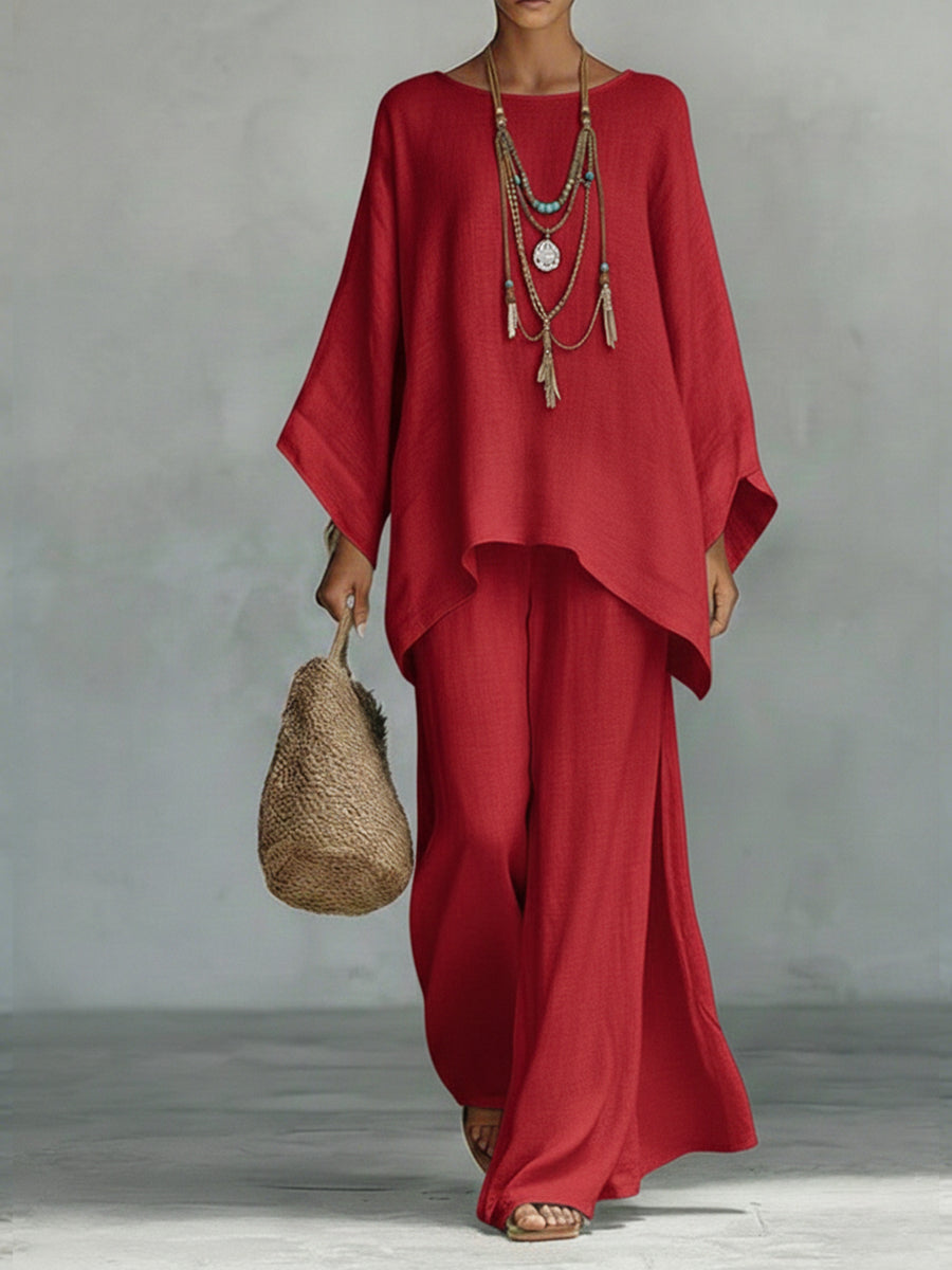 Esme | Batwing Linen Top and Trouser Set