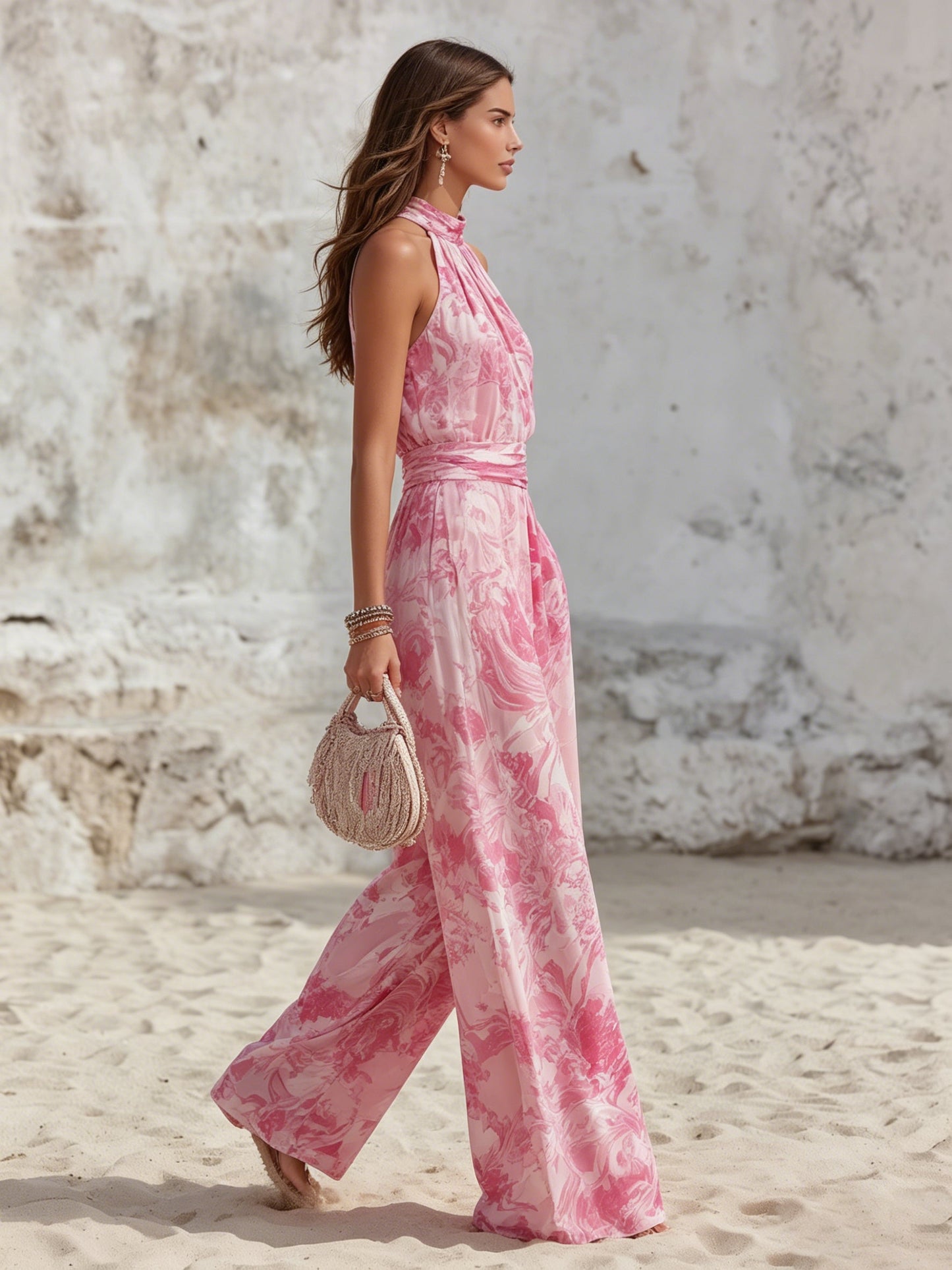 Lena | Halter Wide Leg Linen Two-Piece Set