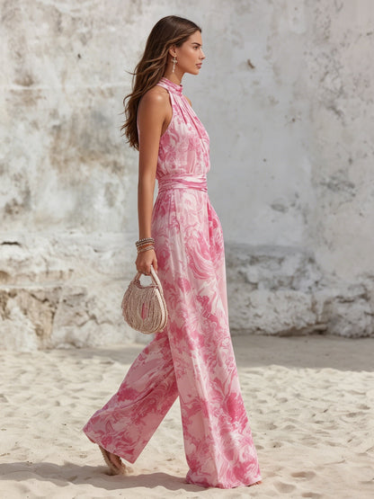 Lena | Halter Wide Leg Linen Two-Piece Set