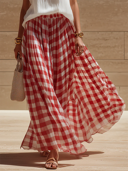 Ivy | Gingham Linen Top and Maxi Skirt Set