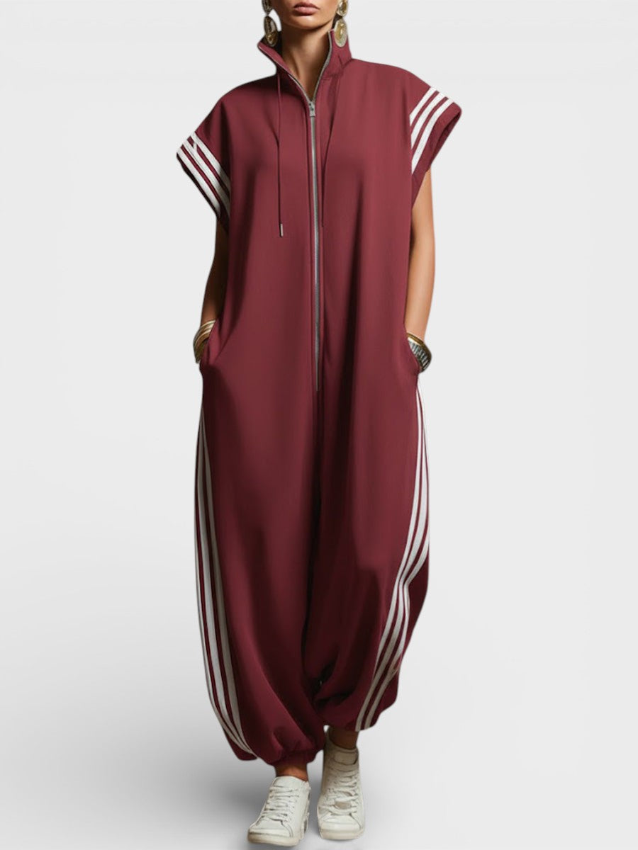 Valentina | V-Neck Zip Sleek Jumpsuit