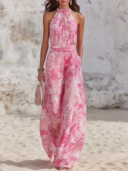 Lena | Halter Wide Leg Linen Two-Piece Set