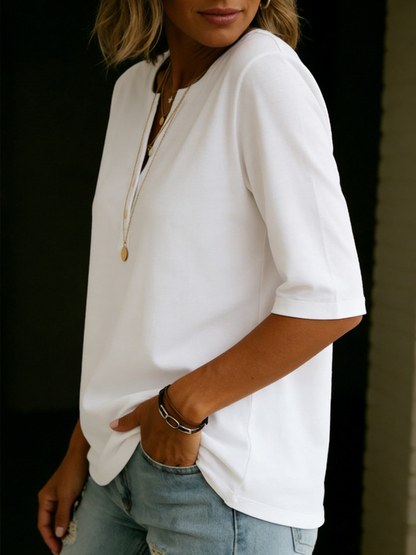 Birdie | Linen Henley 3/4 Sleeve Top
