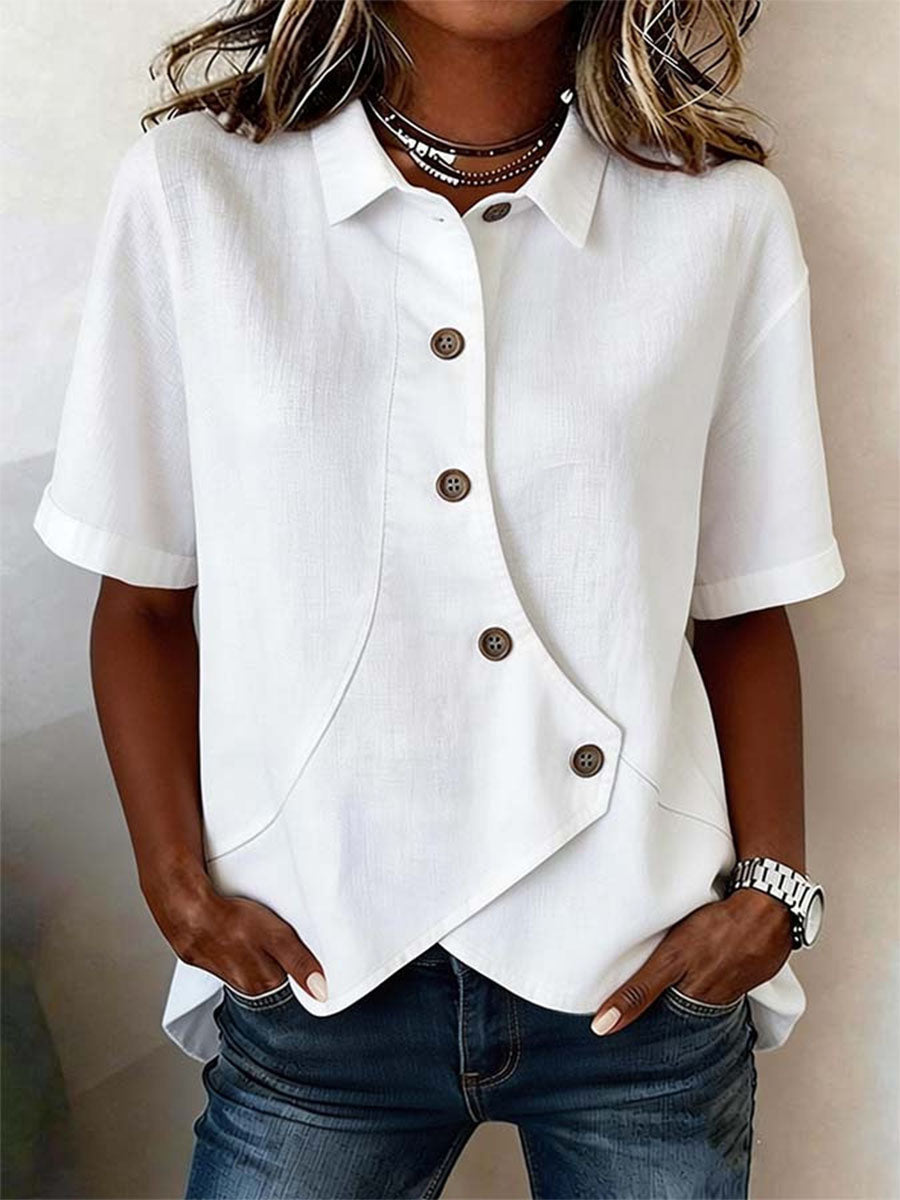Ottilie | Asymmetrical Linen Button-Down Shirt