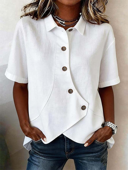 Ottilie | Asymmetrical Linen Button-Down Shirt