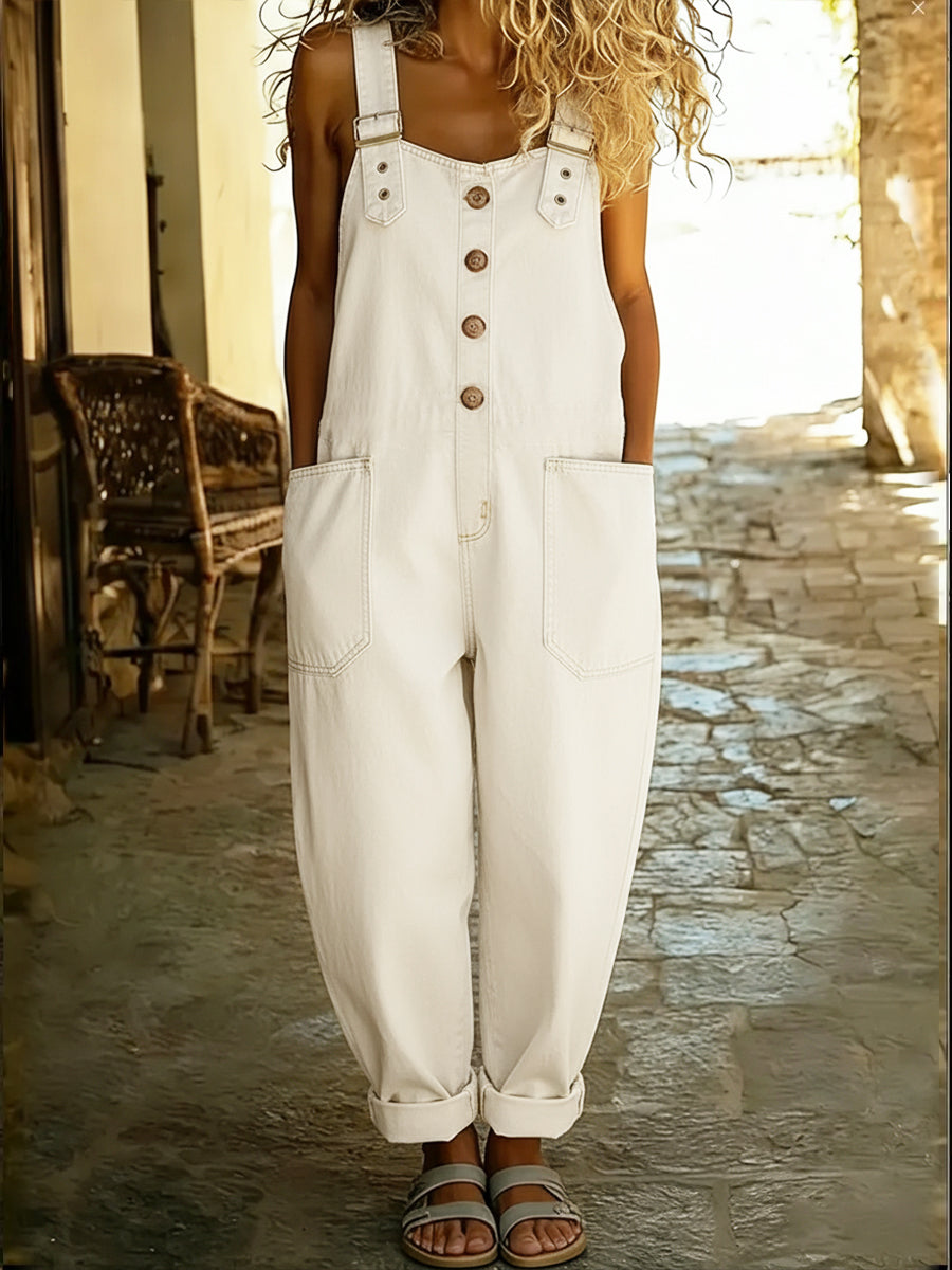 Vesper | Wide Leg Denim Overalls Jumpsuit