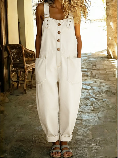 Vesper | Wide Leg Denim Overalls Jumpsuit
