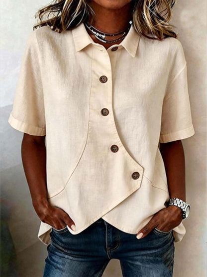 Ottilie | Asymmetrical Linen Button-Down Shirt