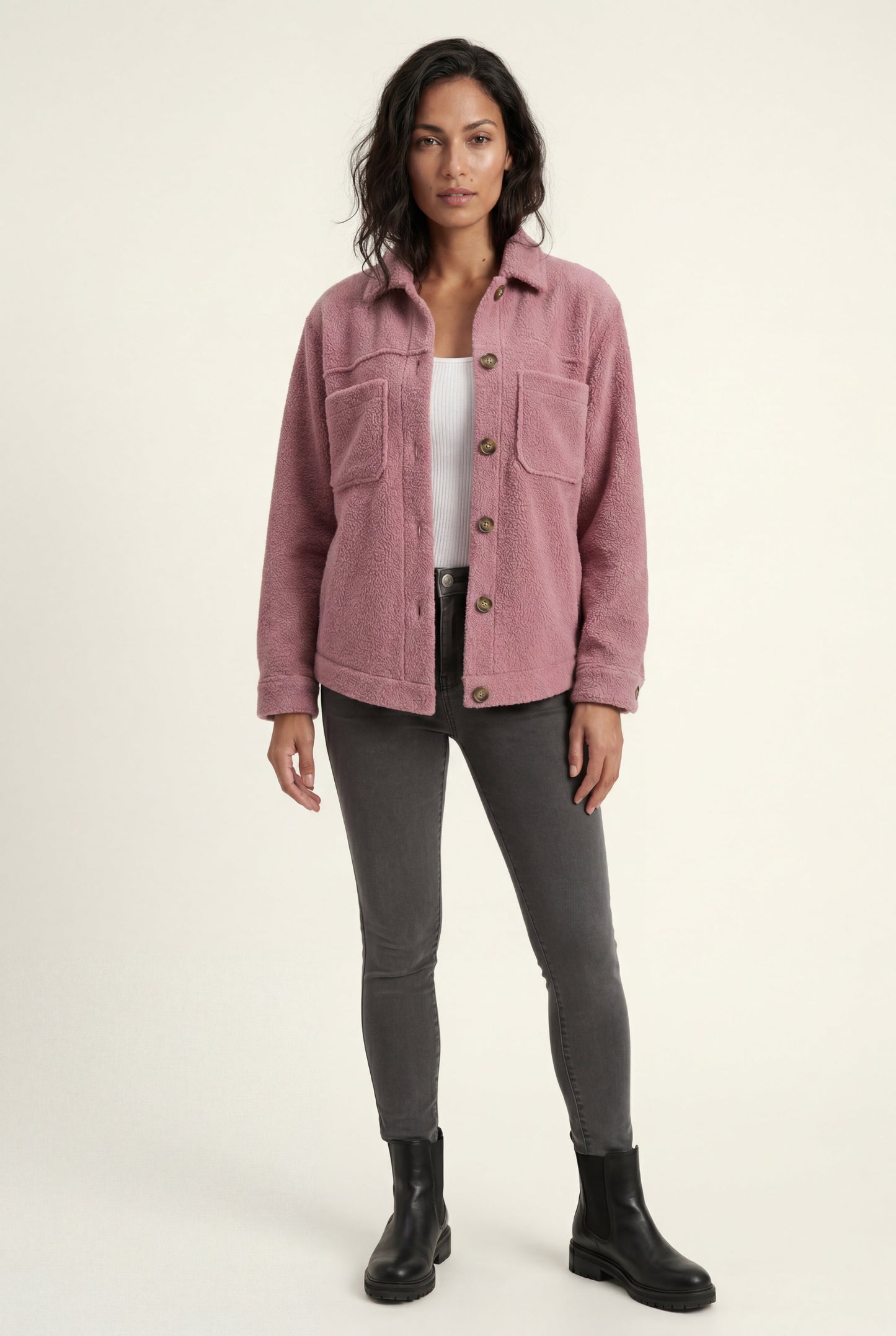 Fern | Women's Teddy Shacket, Relaxed Plush Jacket