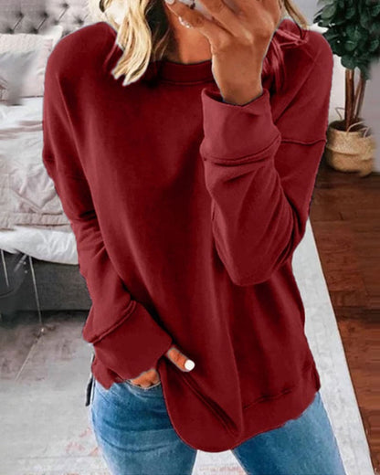 Serena | Oversized Crew Neck Cotton Blend Hoodie