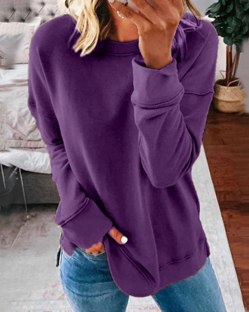 Serena | Oversized Crew Neck Cotton Blend Hoodie