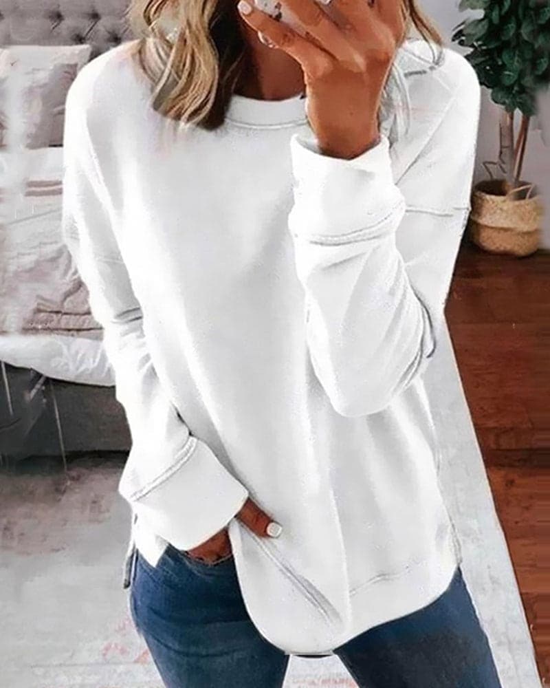 Serena | Oversized Crew Neck Cotton Blend Hoodie