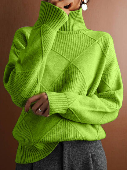 Robyn | Diamond Pattern Turtleneck Sweater