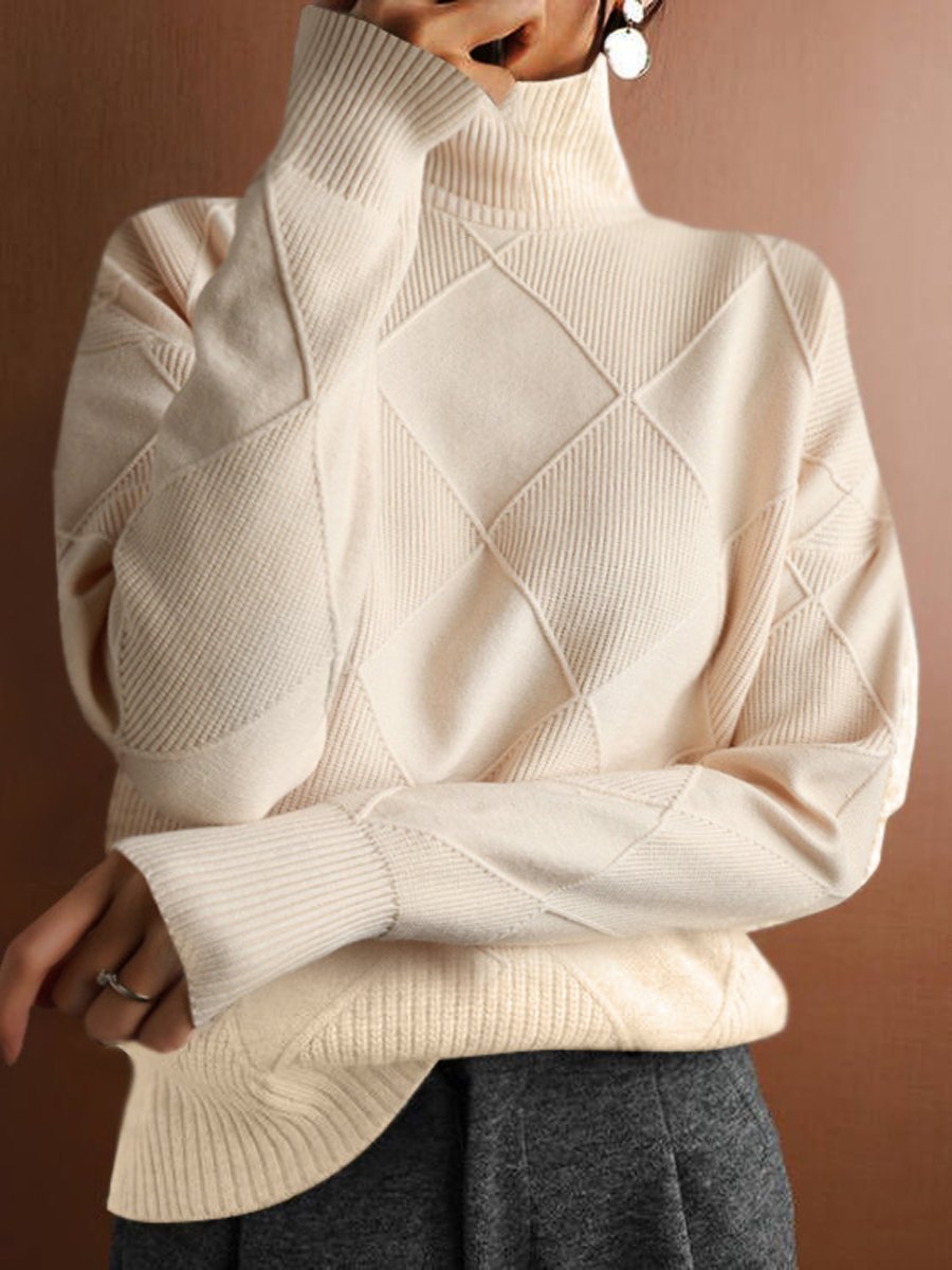 Robyn | Diamond Pattern Turtleneck Sweater
