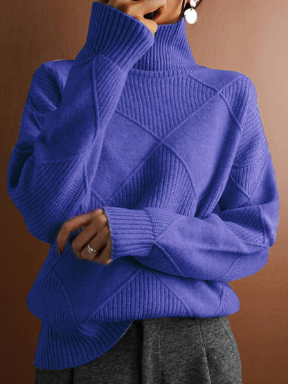 Robyn | Diamond Pattern Turtleneck Sweater