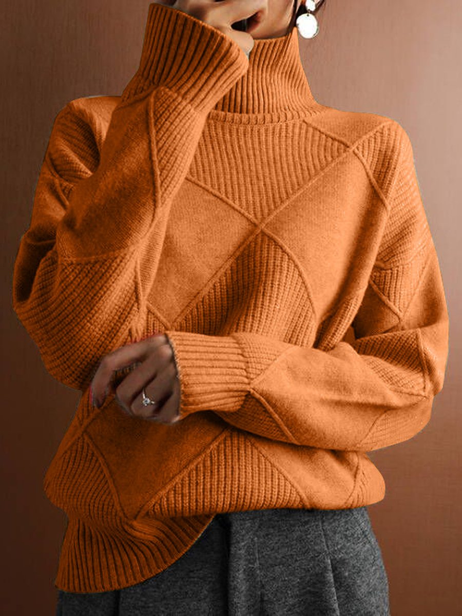 Robyn | Diamond Pattern Turtleneck Sweater