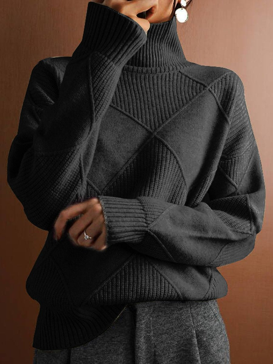 Robyn | Diamond Pattern Turtleneck Sweater