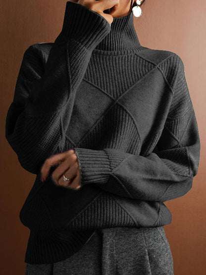 Robyn | Diamond Pattern Turtleneck Sweater