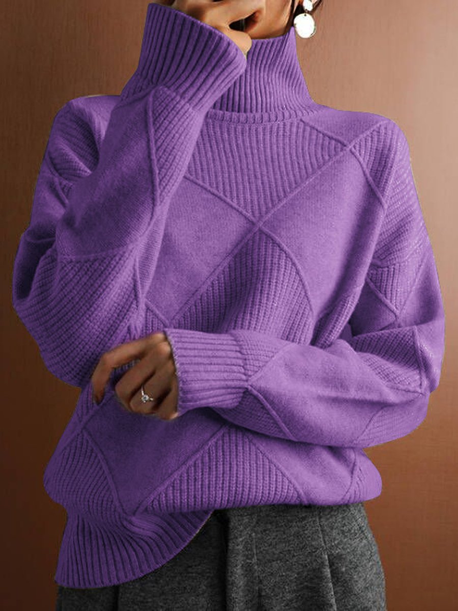 Robyn | Diamond Pattern Turtleneck Sweater