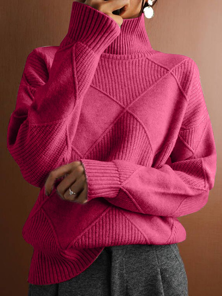 Robyn | Diamond Pattern Turtleneck Sweater