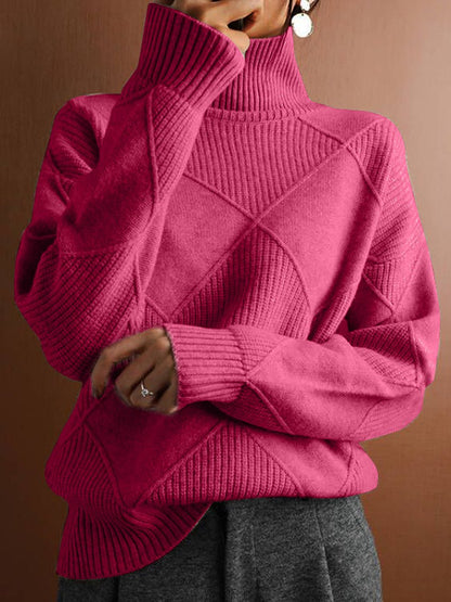 Robyn | Diamond Pattern Turtleneck Sweater