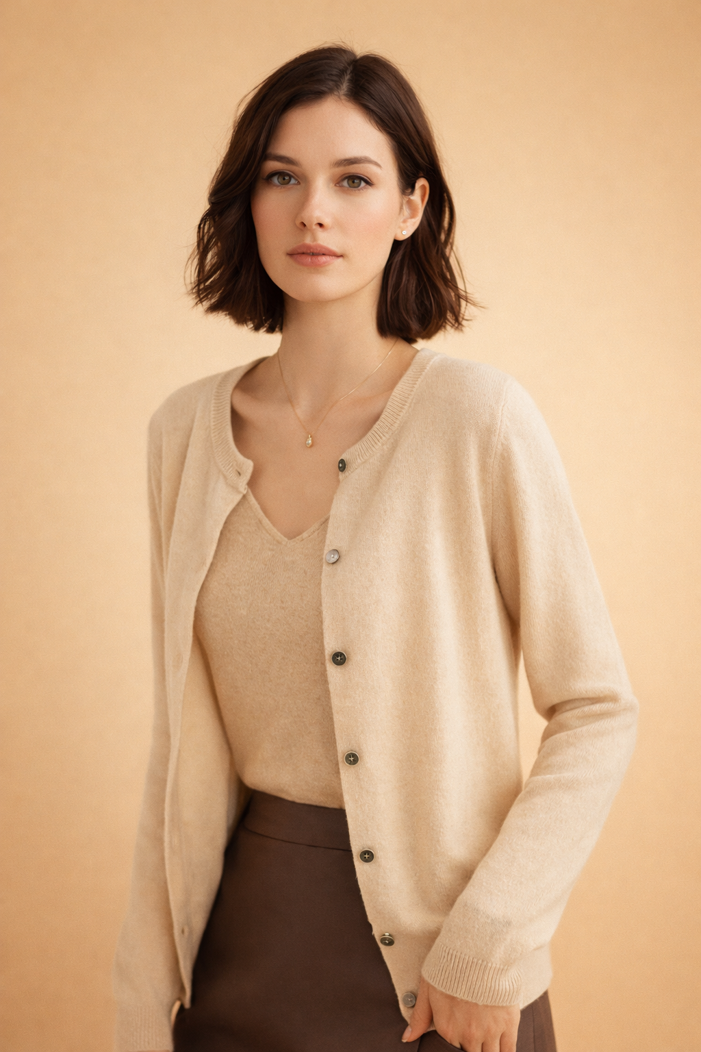 Bree | Button-Front Round Neck Knit Cardigan