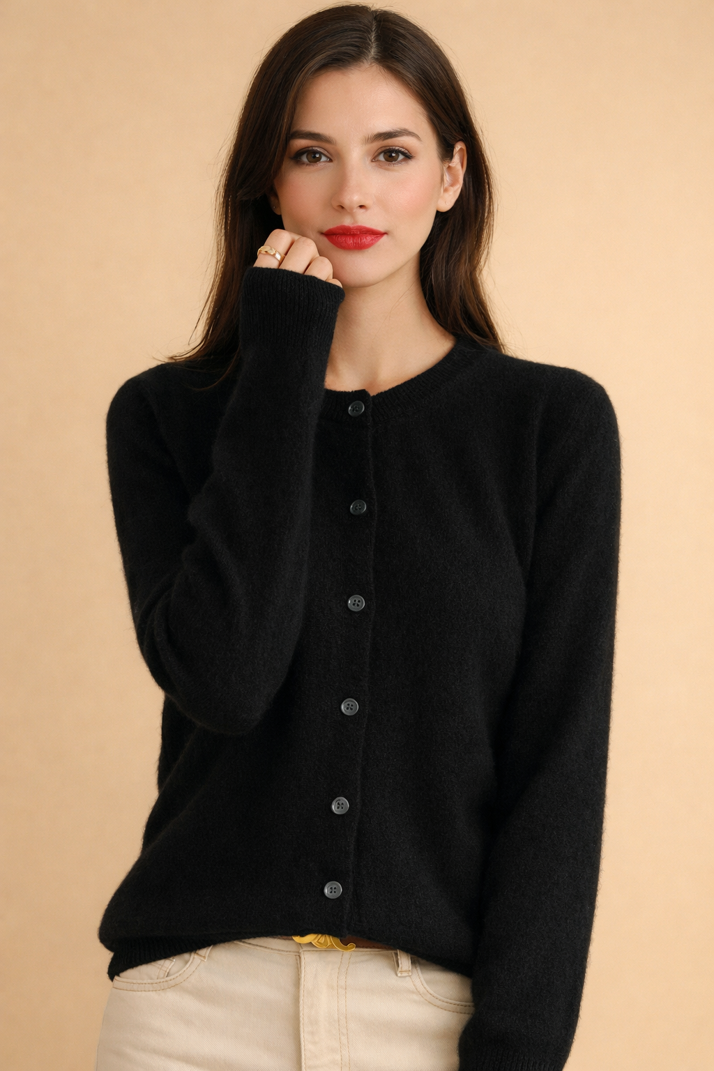Bree | Button-Front Round Neck Knit Cardigan