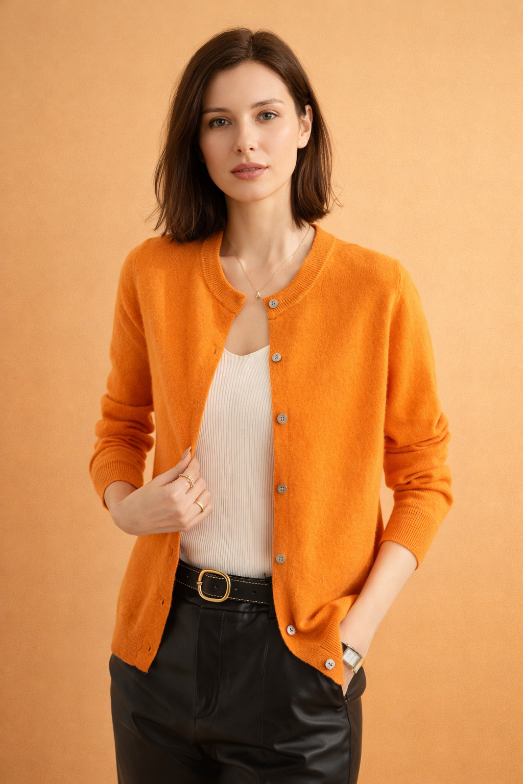 Bree | Button-Front Round Neck Knit Cardigan