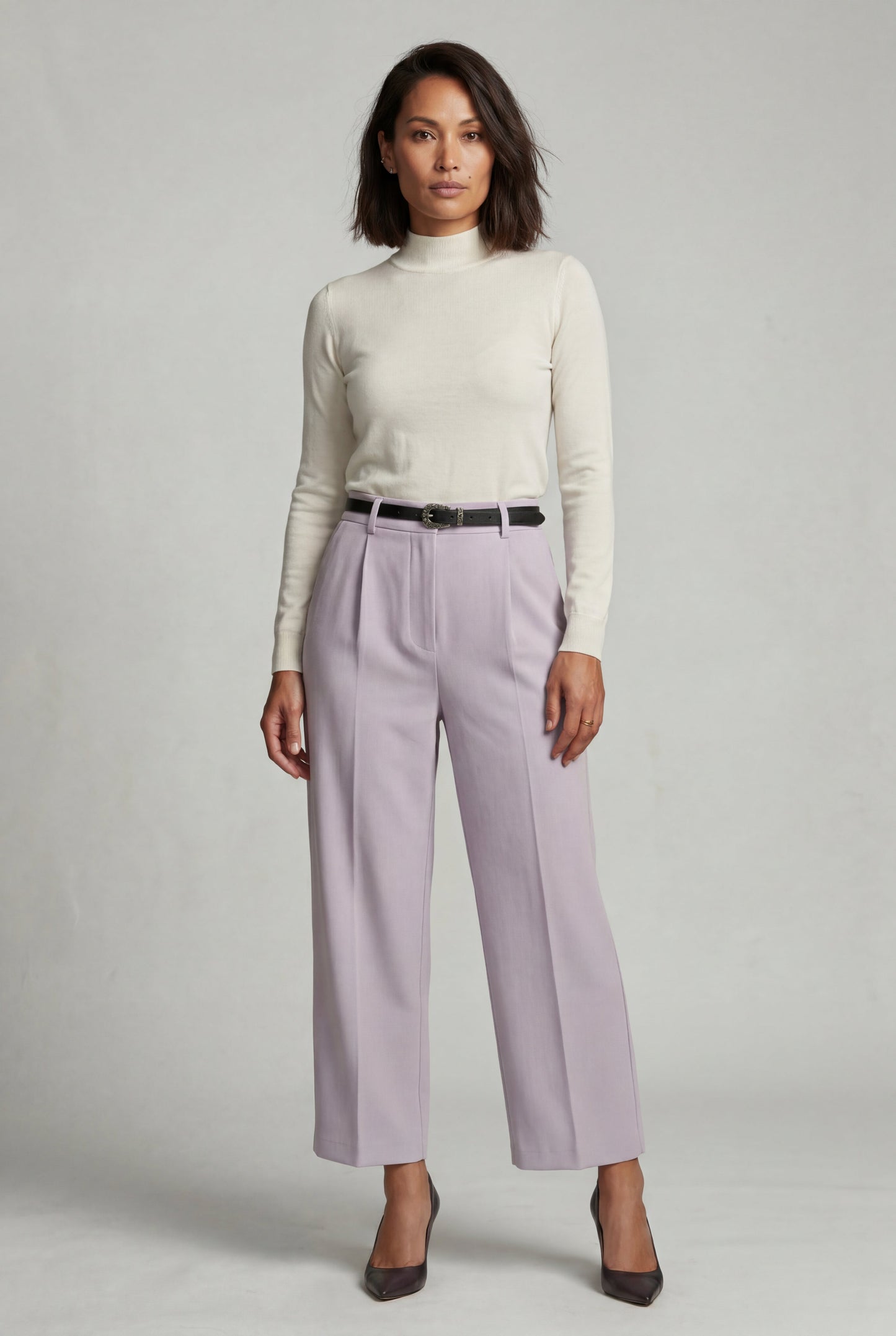 Hana | Women's Belted Wide Leg Pants, High Waist