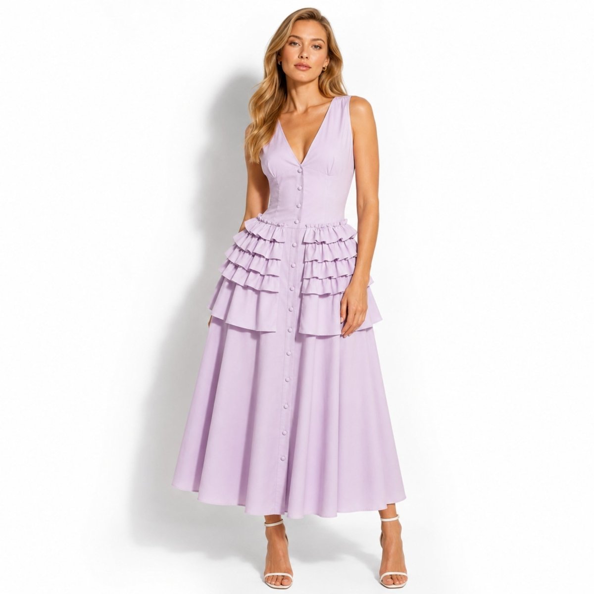 Zeva | Women's Tiered Ruffle Midi Dress