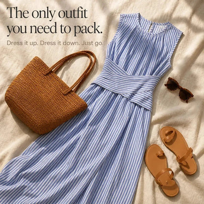 Ravelle | Striped Wrap Waist Sleeveless Maxi Dress