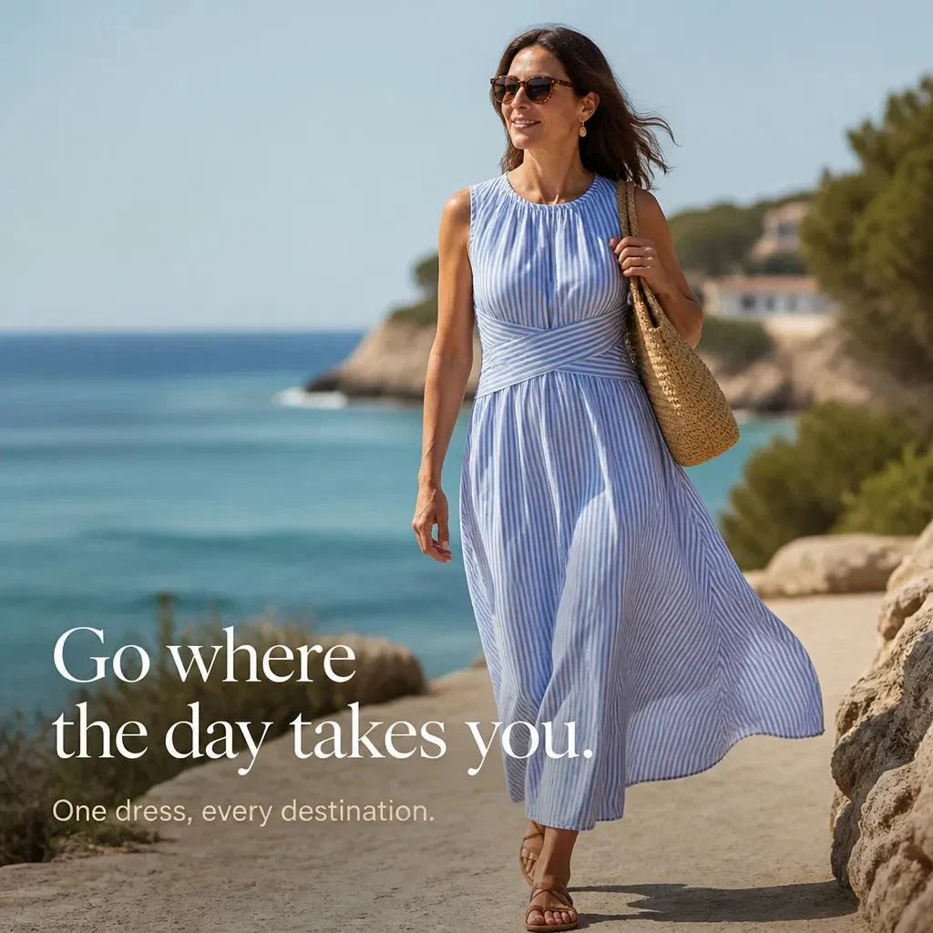 Ravelle | Striped Wrap Waist Sleeveless Maxi Dress