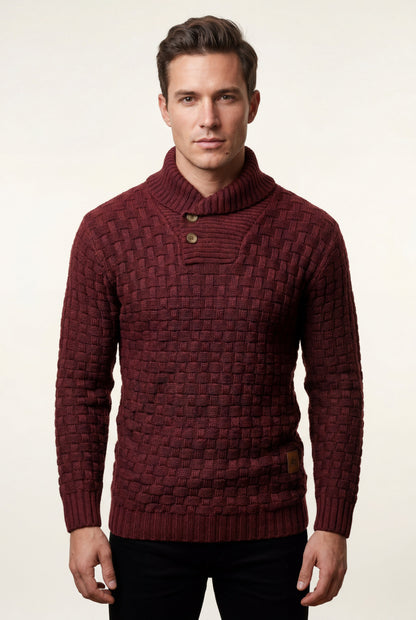 Reid | Men's Basketweave Shawl Collar Sweater
