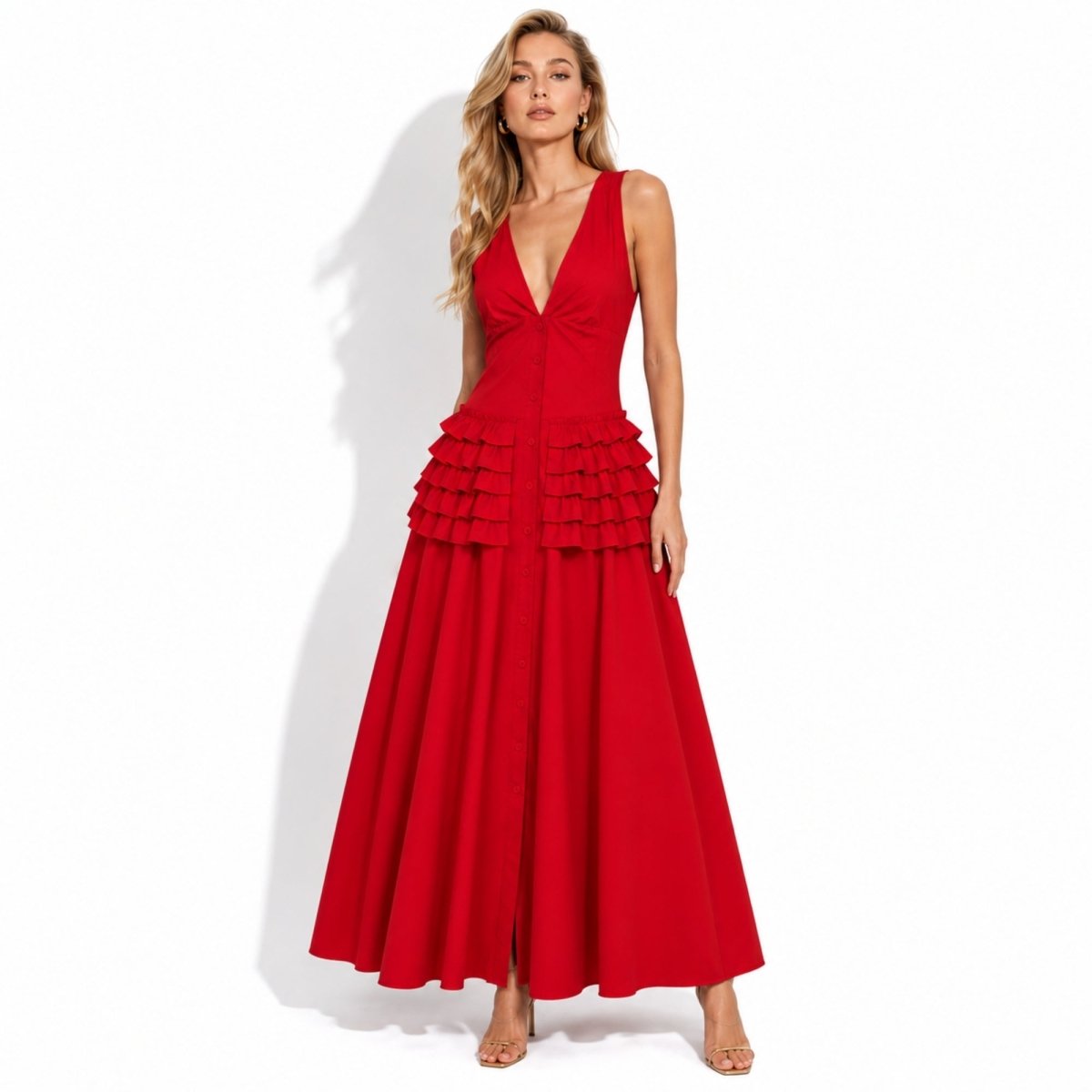 Zeva | Women's Tiered Ruffle Midi Dress