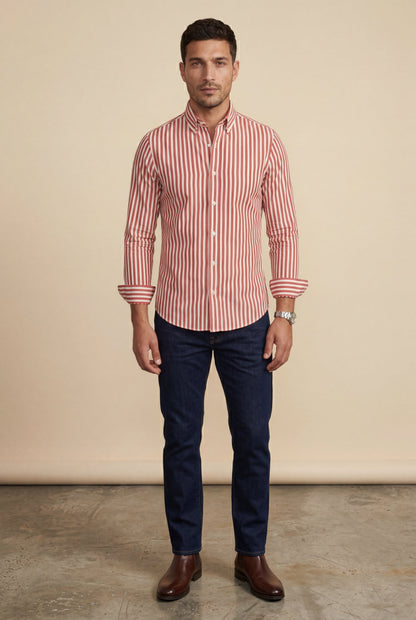 Luca | Men's Striped Long Sleeve Dress Shirt