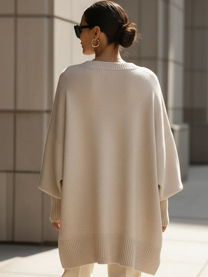 Women's Oversized Relaxed Crew Neck Knit Sweater