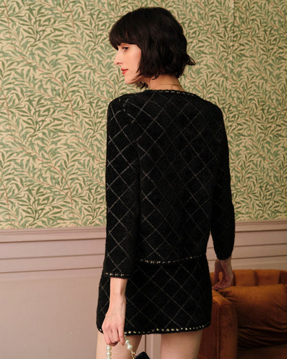 Freya | Women's Argyle Knit Cardigan and Mini Skirt Set