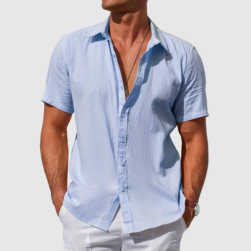 Otto | Men's Textured Short-Sleeve Linen Shirt for Summer