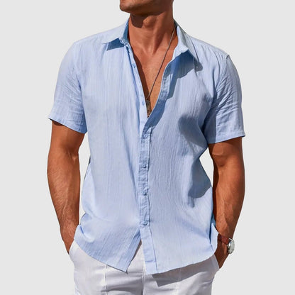 Otto | Men's Textured Short-Sleeve Linen Shirt for Summer