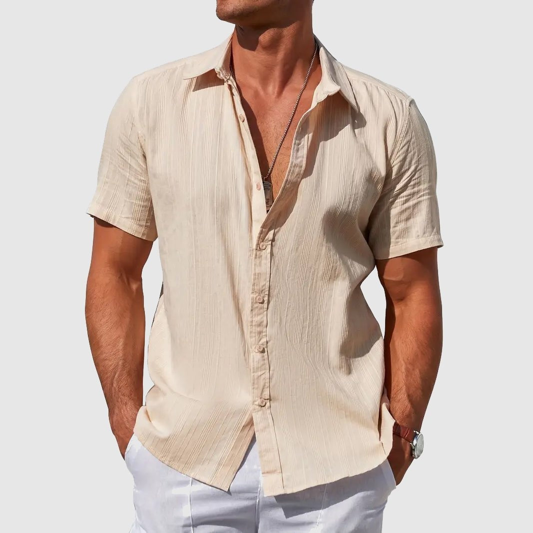 Otto | Men's Textured Short-Sleeve Linen Shirt for Summer