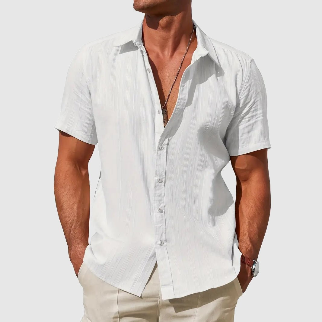 Otto | Men's Textured Short-Sleeve Linen Shirt for Summer