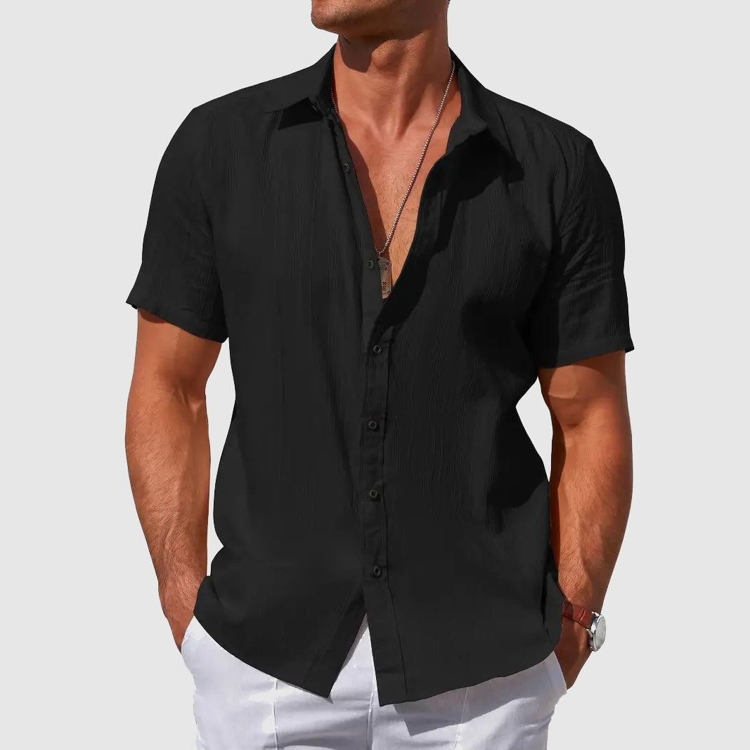Otto | Men's Textured Short-Sleeve Linen Shirt for Summer