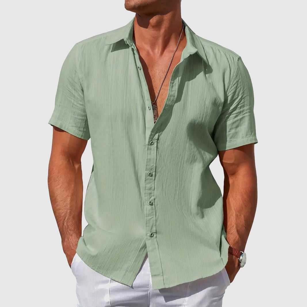 Otto | Men's Textured Short-Sleeve Linen Shirt for Summer