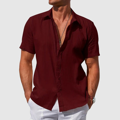 Otto | Men's Textured Short-Sleeve Linen Shirt for Summer