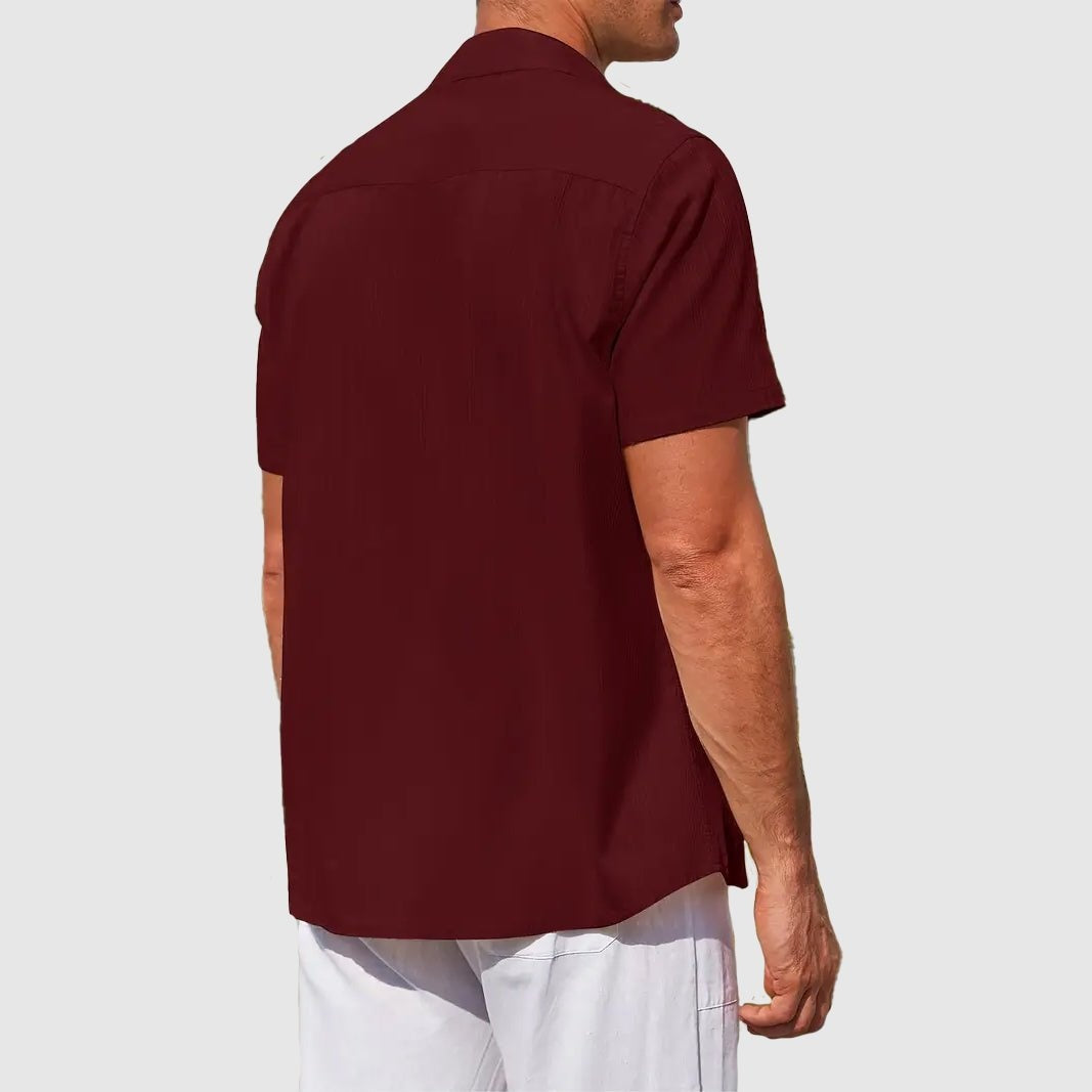 Otto | Men's Textured Short-Sleeve Linen Shirt for Summer