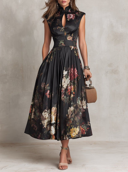 Wren | Women's Floral Keyhole Midi Cocktail Dress